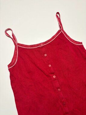 GAP Y2K RETRO RED BUTTON UP COTTON CAMI TANK TOP